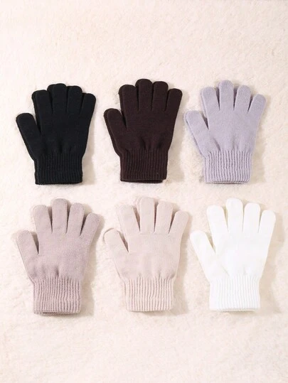 3/5/6Pairs Unisex Autumn And Winter Magic Gloves Black Knit Gloves Warm Stretchy Gloves For Cosplay Costume Cold Weather Outdoor Activity And Daily Use Gloves Autumn Decor