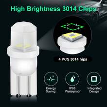 S&D 6/10/20 件陶瓷 T10 W5W LED 灯泡 194 168 LED Canbus 4SMD 3030 汽车内部灯楔形侧标志灯汽车灯 12V 白色 - 白色 - 查看 2