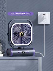 GICOOK Ventilatore da scrivania regolabile a 5 velocità con oscillazione, funzionamento silenzioso, impostazione timer, raffreddamento portatile per casa, ufficio, dormitorio e viaggio, può essere utilizzato sulla scrivania, appeso o montato a parete