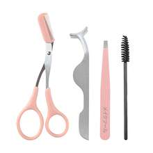 1/2/3/4 piezas Kit portátil de arreglo de cejas de acero inoxidable, pinzas de precisión para dar forma a las cejas y eliminar el vello fino, compacto y ligero, esencial para viajar