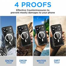Waterproof Phone Case IP68 Underwater Full Body Military Dropproof Shockproof Heavy Duty Rugged Protective Cover With Built-In Screen Protector Compatible With IPhone 17 Pro Max/IPhone 17 Pro/IPhone 17 Air/IPhone 17 - 黑色 - 查看 4