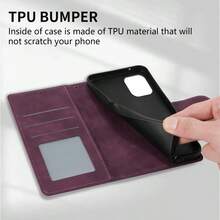 ZZXX Wallet Photo Frame With Card Slot Support Function Magnetic Flip Cover PU Faux Leather Fashion Phone Case - Burgundy - View 6