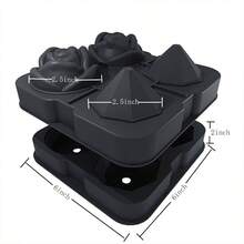 Cube Tray, 2.5inch Cube Molds, 2 Cavity Silicone 2 Ball Maker, Easy Release Large Cube Form Chilling Cocktails, Whiskey, Bourbon Homemade Black - 1 + 黑色 - 查看 4