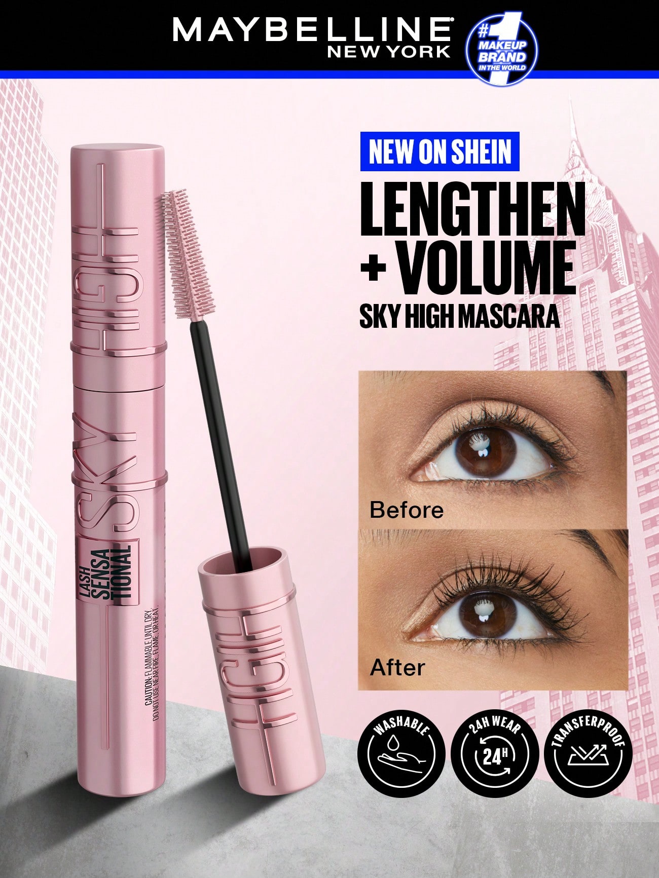 مسكرة سماوية عالية القابلة للغسل، طويلة الأمد، مقا...