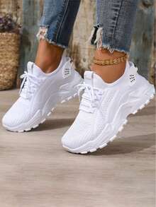Women's Running Shoes Casual Breathable Sports Shoes Fashionable Lightweight Sneakers - 白色 - 查看 2