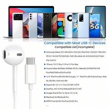 Type-C Wired Earphones Compatible With IPhone 16 Pro Max/15plus/17air, In-Ear Design For IPad Flat Headphone Jack. Suitable Universally Across Galaxy Series As Well Vivo OPPO OnePlus Devices Featuring Inline Controls And High Sound Quality Calls, Wired Headphone, Stereo Earphones, Running Headphones, Voice Calls, Compact Earbuds, Ergonomic Fit, Durable Plastic, Tanglefree Cable, USB Headphones