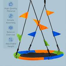 Outsunny Kid Nest Swing Seat Saucer Tree Swing 40 Inch/100cm Adjustable Rope Outdoor Indoor For Kids Over 3 Years Old Multi-Colour - Multicolor - View 3