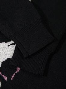 ANDREILEE 秋冬新款男士休闲宽松街头风复古美式骷髅暗黑风针织圆领毛衣 - 黑色 - 查看 7