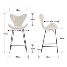 Chairus 2PCS Sgabelli Bar Chenille Moderno Schienale Striato (giallo/verde/latte di avena)