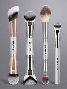 MAANGE 1pc/2pcs/3pcs/4pcs Triangle Brush, Protable Smudge Cosmetic Brush Makeup Brush With Foundation Brush Blush Brush Loose Powder Brush Contour Brush Highlighter Brush Makeup Tools Gift For Women & Girl Travel Makeup Brush 