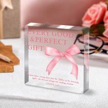 4 Stück rosa Schleife Acryl Plakette, motivierendes Zitat Schreibtisch Accessoire mit Schleife, Schreibtisch Plakette Dekoration für Studentenwohnheim, Geschenkidee für Frauen, Weihnachtsdekoration