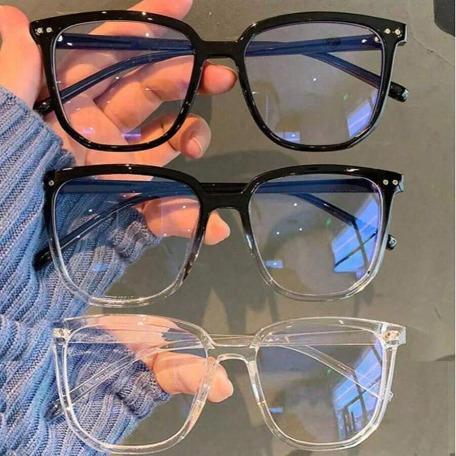 3 pares - Gafas falsas cuadradas de moda, gafas para juegos de computadora, unisex - Multicolor - Ver 1