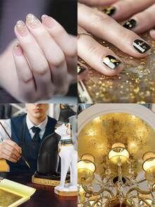 100/200/500pcs Imitation Gold Silver Foil Paper Leaf Gilding DIY Art Craft Paper Birthday Party Wedding Cake Decorations Resin Candle Plaster Craft Art Nail Decoration - Multicolor - View 5