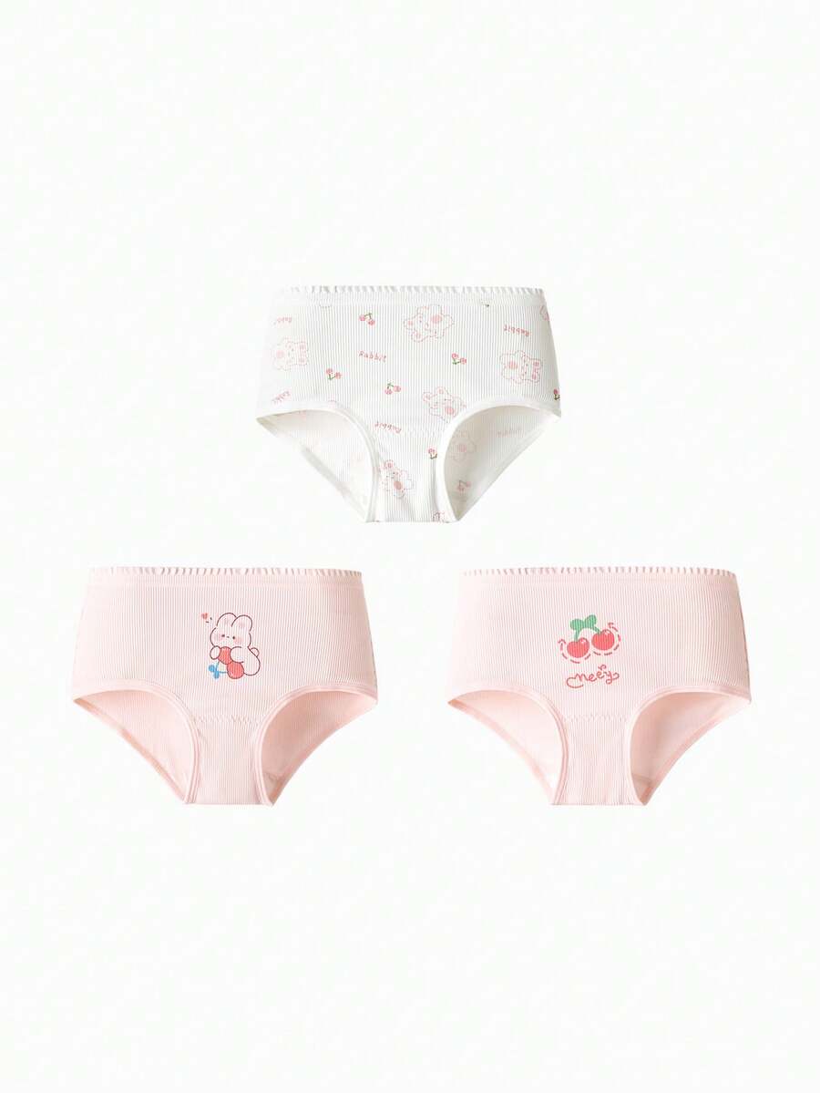 Balabala 女童纯棉抗菌三角内裤3条装 - 白紅色調 - 查看 1