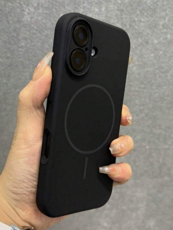 1pc Matte Liquid Silicone Minimalist Magnetic Case Compatible With IPhone 16 15 14 13 12 Pro Max Plus Wireless Charge Soft Silicone Back Cover