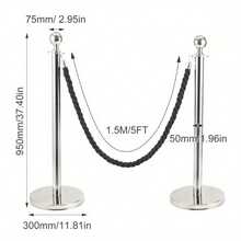 Shoze Queue Barrier Posts Stands 1 Set Crowd Control Stanchions With 1.5M Ropes Heavy Duty Stainless Steel Queue Barrier Posts With Weighted Bases For Events Airports Hotels - Silver Blue - View 2