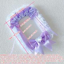 1pc New Lace Photo Card Holder, 7 Colors: Pink, Black, Red, Yellow, Blue, Green, Purple, DIY Finished Product Anime/Cartoon/ACG Character, Kpop Star, Card Display Holder, Handmade Plaid Bow Backpack Pendant, Lolita Card Holder