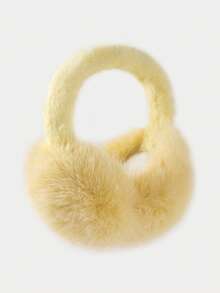 1pc Women's High-Quality Faux Fur Earmuffs, Foldable, Warm, Fashionable & Versatile, Fall / Winter - Nude - View 3