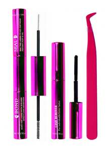 DIY 睫毛延长套装 10ml 睫毛粘合剂和密封剂 5ml 卸妆镊子化妆套装单根睫毛簇睫毛工具睫毛胶，睫毛胶 - 淺粉色 - 查看 21