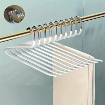 5/20pcs Goose-Shaped Pants Hangers, Space-Saving Wardrobe Storage Organizer, Open-Style Metal Pant Hangers, Unisex Non-Slip Pants Hangers, Closet Organizer For Clothing, Skinny Pants, Casual Pants, Trousers, Ties, Best Gift