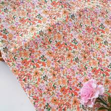 50/100/200/300*145cm Tela de satén de algodón de alta calidad con estampado floral delicado y suave, adecuada para ropa de moda DIY y diseño de manualidades en todas las estaciones