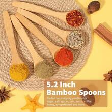 5.2 Inch Bamboo Spoons, Small Wooden Spoons For Condiments, Spices, Sugar, Salt, Jam, Coffee, Hrbs And Honey, Tiny Wood Teaspoons For Serving Kitchen (5 PCS)
