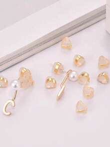 10pcs Heart Shaped Earring Cap, Gold Silicone Anti-Slip Earring Plug For DIY - Gold - View 3