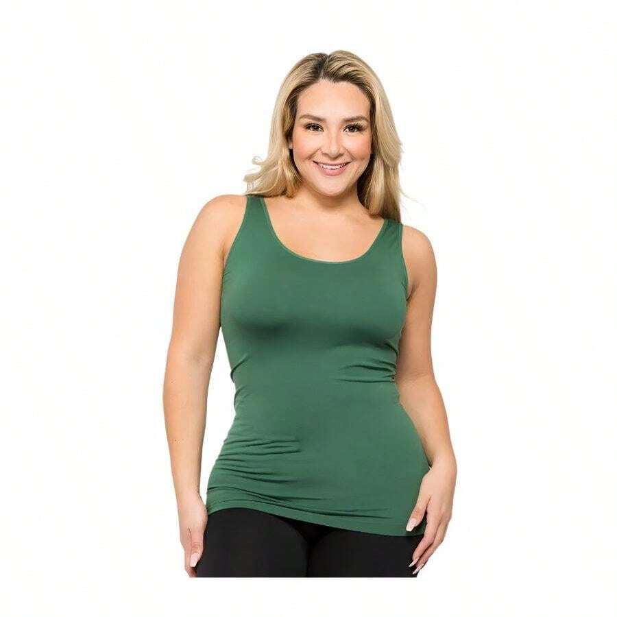 Yelete Comfortable Plus Size Tank Tops For Women - Hunter Green - View 1