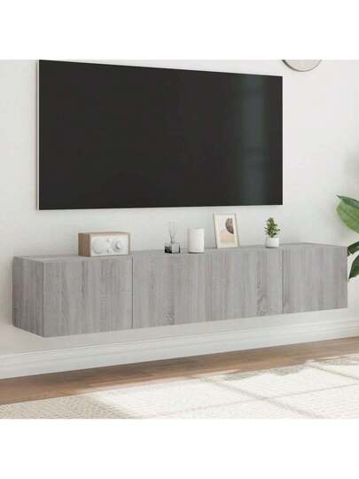VidaXL TV Wand Units LED Pcs 80x35x31 Cm Grijs Sonoma