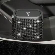 1pc New Crystal Rhinestone Car Trash Can, Creative Car Rear Hanging Garbage Bin, Multi-Purpose Car Storage Container