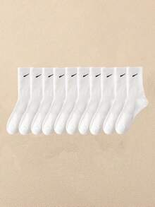 1 Pair/5 Pairs/6 Pairs Women's Casual Long Socks, Simple Comfort Daily Wear Unisex Crew Socks, Fall