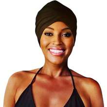 Waterproof Swim Turban Extra Large Swip Cap. Keeps Hair Dry. Protection From Swimming Pools Salt Water And UV Rays. For Long Hair Braids Weaves Locs And Extensions. Silicone Waterproof Liner - BlackXL - View 1