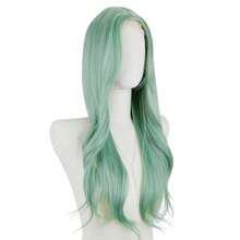 Long Mint Green Wavy Wig Middle Part Curly Wavy Wig Natural Look Synthetic Heat Resistant Fiber Wig, Suitable For Daily Party Use