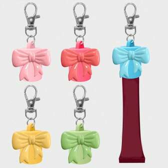 1 st söt rosettnyckelring till läppglans, bärbar läppglanshållare kompatibel med 0,5 oz och 0,3 oz läppbalsam, oumbärlig för kvinnor, utmärkt present till damer, praktisk nyckelringstillbehör för kvinnor och mammor, anti-förlorad