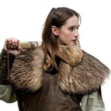 1 pièce Cape de guerrier médiévale Renaissance en fausse fourrure avec col châle pour homme, costume de cosplay d'hiver pour le LARP