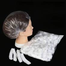 100 Plastic Disposable Shower Caps - Suitable For Hair Dyeing And Beauty Salons, Home Use, Spas, Keep Hair Dry And Clean - trắng - Xem 5