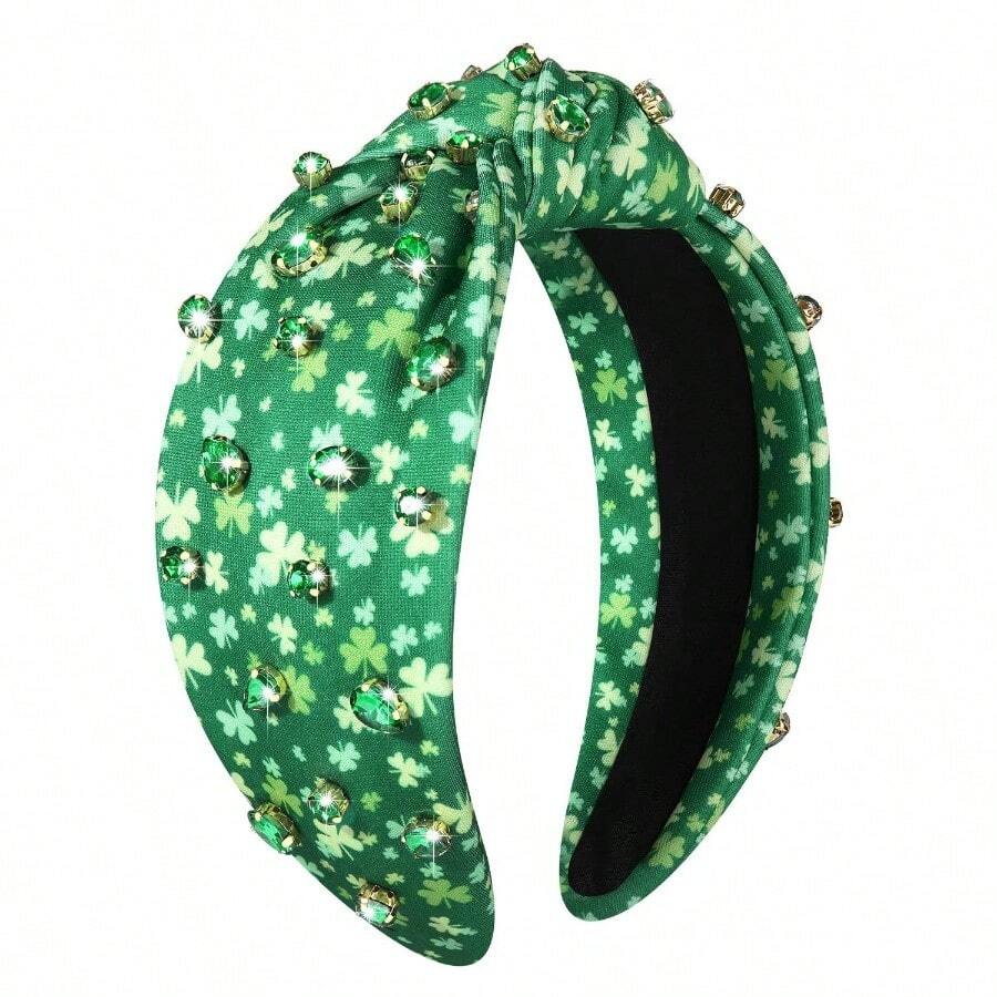 U2019s Day Headband Women Green Lucky Shamrock Embellished Pearl Knotted Headband U2019s Day Hair Accessories Irish Holiday Gifts Shamrock 3 - ban đầu - Xem 1