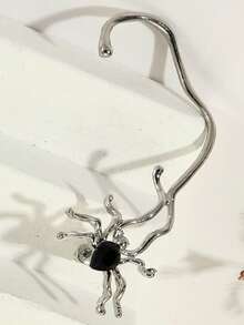 1 Stück neue Punk-Stil Ohrringe, europäisch-amerikanische Mode personalisierte schwarze Acryl Edelstein Spinnen Manschetten Ohrringe