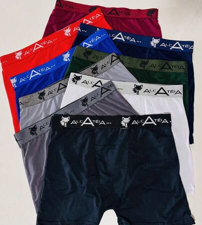 KIT 10 CUECAS BOXER ADULTO MASCULINA 10 CUECA BOX ADULTO MICROFIBRA VARIADA ALCATEIA