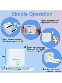Mini Sticker Printer, Sticker Maker Machine With Thermal Sticker Paper Rolls, Mini Printer Sticker Maker For Labels/Notes, Compatible With IPhone, Android Phone & Tablet, White - Multicolor - View 5