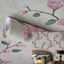 1 Roll Of Beige Pink Plum Blossom Peeling Self-Adhesive Wallpaper PVC Vinyl Self-Adhesive Touch Paper Suitable For Bedroom Renovation Living Room Stickers Dormitory Hotel Renovation Home Decoration And Furniture Renovation Wall Stickers DIY17.7 In X 393.7/196.8/118.1/39.3 In