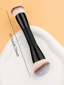 1/2/3件套化妆刷 NEW YORK 可伸缩黑色歌舞伎刷，适用于液体、膏状和粉状面部彩妆，铝制手柄，包含粉底粉底刷套装、腮红高光刷以及圆形和扁平粉底刷。 - 黑色 - 查看 4
