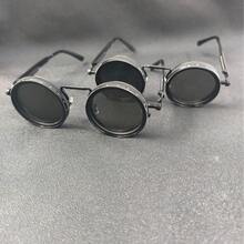 Retro einfache Kaleidoskop-Drehbrille für Partys, Steampunk-Stil mit einstellbarer Helligkeit, Metallrahmen mit grauer Linse, geeignet für Maskeraden und Modezubehör, Modebrillen mit Statement | Steampunk-Brillen | Metallrahmen-Brillen