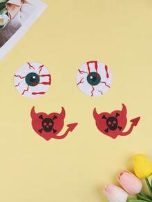 6 Stücke /4 Stücke /2 Stücke Einweg-Brustwarzenaufkleber für Halloween, rund - unsichtbar, selbstklebend, Anti-Vorwölbung Brustaufkleber für Frauen - bequem, Einweg-BH-Zubehör, Roter kleiner Teufel, Teufelsauge, Totenkopf