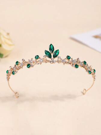 1 st. trendigt prinsesskrona-pannband med strass, elegant lyxgåva för kvinnor, guldkrona, tiara-krona, guldhuvudbonad, coronas, kostymkrona, hårgirlang, huvudkrans, hårranka, huvudbonad, hårcirkel, tiara-krona, bröllop, brudtärnepresenter, festlooker, håraccessoarer