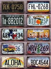 1件复古汽车牌照，铁艺彩绘墙饰，创意网吧宿舍酒吧墙面艺术，金属锡板，户外花园装饰，尺寸：30厘米*15厘米/11.81英寸*5.90英寸，适用于Exit音乐节、摇滚音乐节、2024巴黎夏季、圣诞礼物