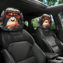 Funny Car Headrest Pillow Cases - Fit Front Seat Protectors, Cute Expressions For Fans, Compatible With Most Vehicles - Ideal For Road Trips, Daily Commute & Gifts, Vehicle Comfort, Playful Design, Soft Fabric Cover, Travel Essential, Gift Shoppers