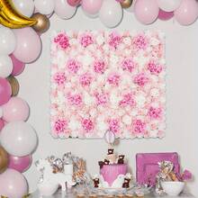 YUNRUX Artificial Flower Wall Panels, Flower Wall Mat Silk Rose Flower Panels, Artificial Flower Wall Backdrop