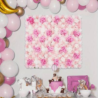 YUNRUX Artificial Flower Wall Panels, Flower Wall Mat Silk Rose Flower Panels, Artificial Flower Wall Backdrop