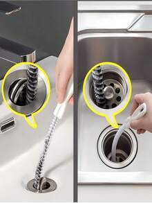 1支装柔性毛发排水管堵塞清除器，排水管和马桶清洁剂，水槽清洁刷，排水管清洁刷，堵塞清除工具，适用于水槽、厨房、浴室、浴缸，管道清洁工具，排水管疏通刷
